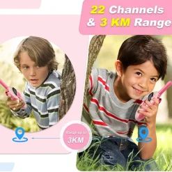 Klack Walkie Talkie Inalámbrico ® para niños y niñas, Recargable, Alcance hasta 3Km